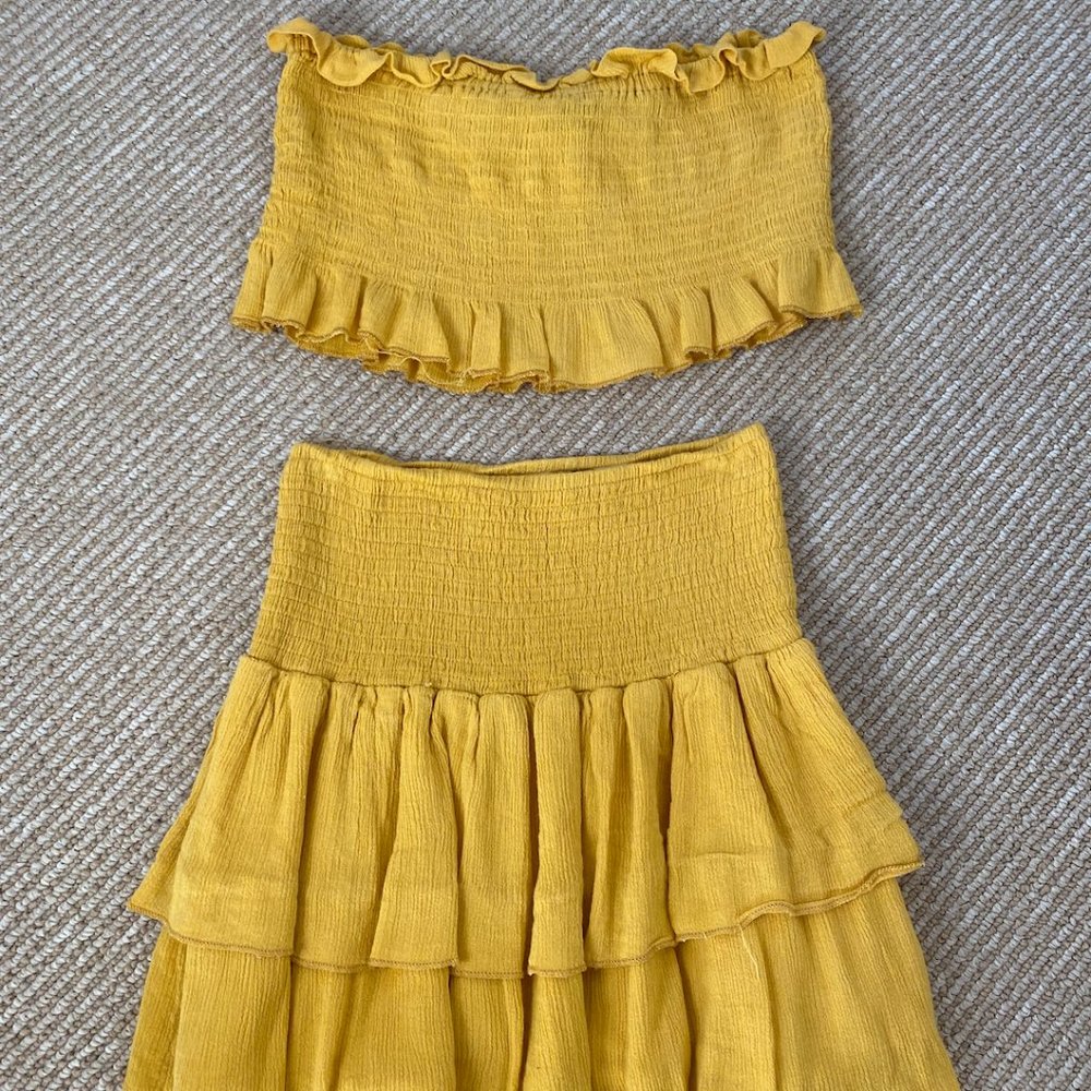 yellow skirt set